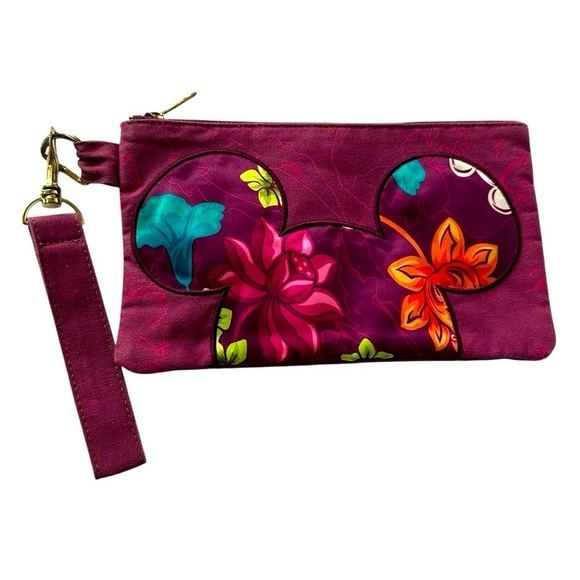 Disney Handbags - Disney Wristlet - Hawaiian Floral Mickey Icon, Rare and Collectible